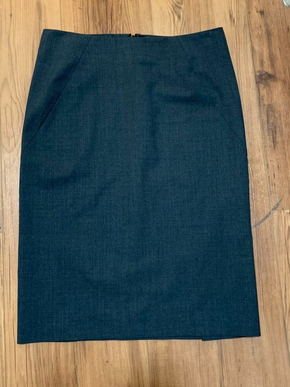 Womens THEORY Charcoal Gray Wool Pencil Skirt Stretch Size 2